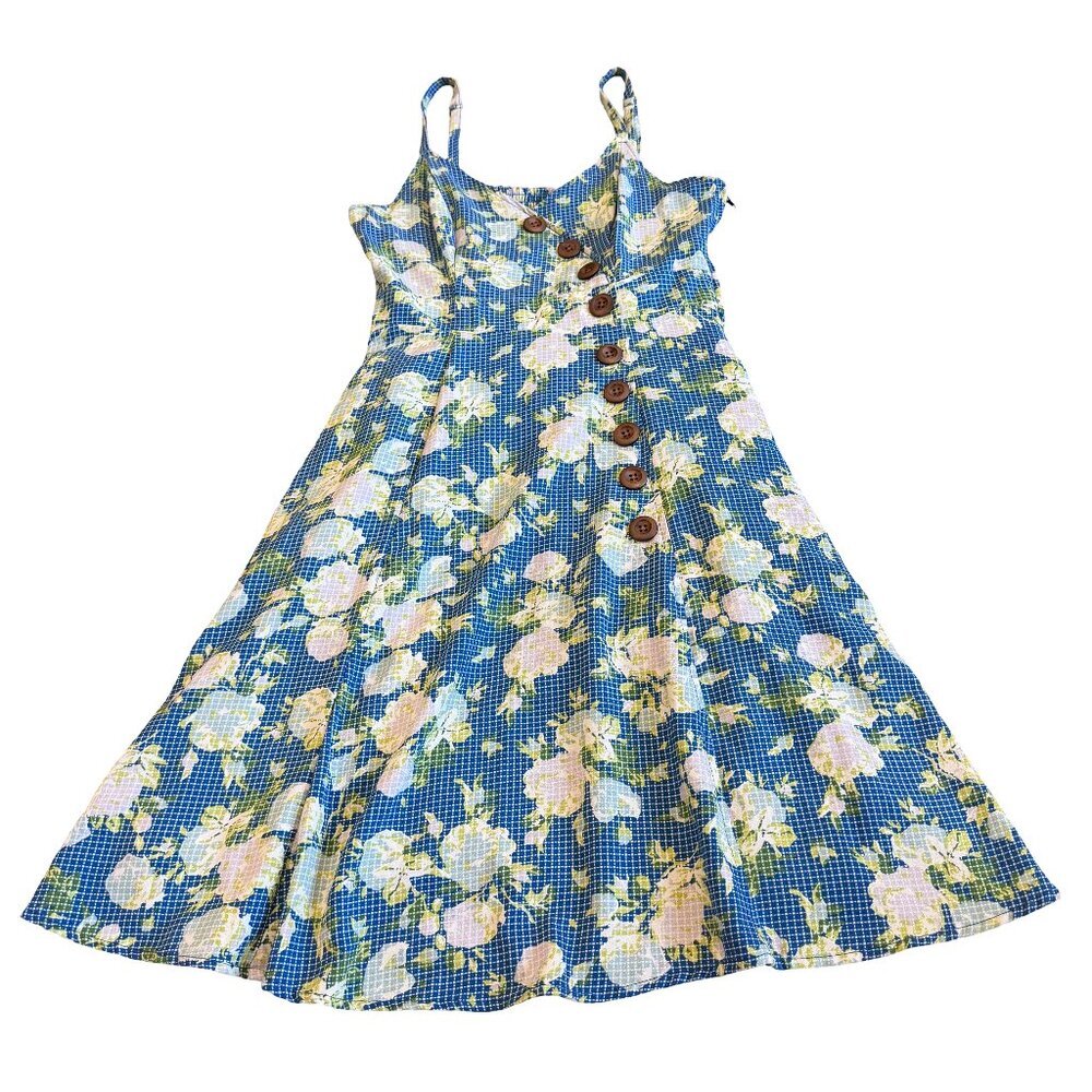 Modcloth Spaghetti Strap Floral Print Dress Flowy Asymmetrical Stretch Small